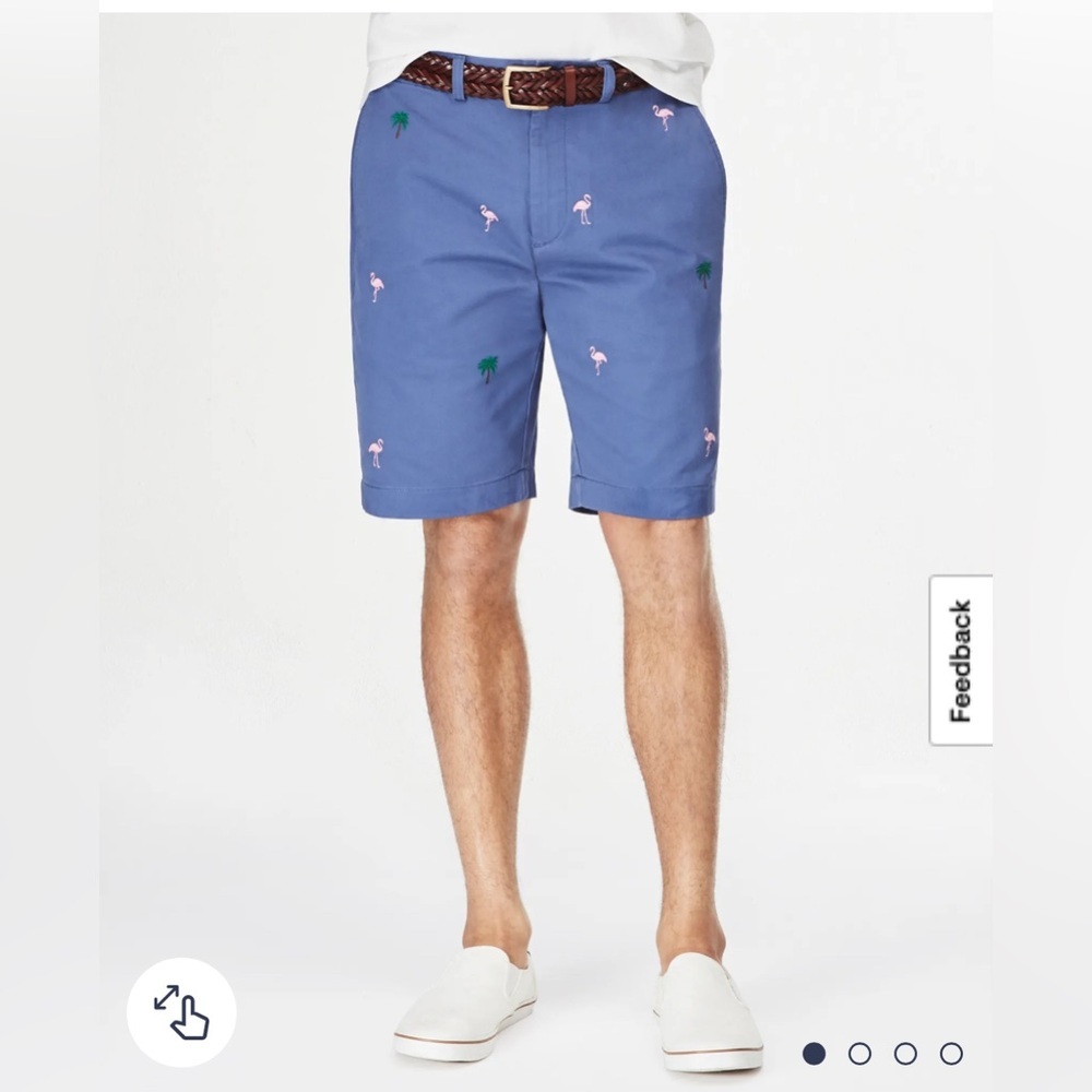Brooks Brothers Blue Shorts with Embroidered Flamingos